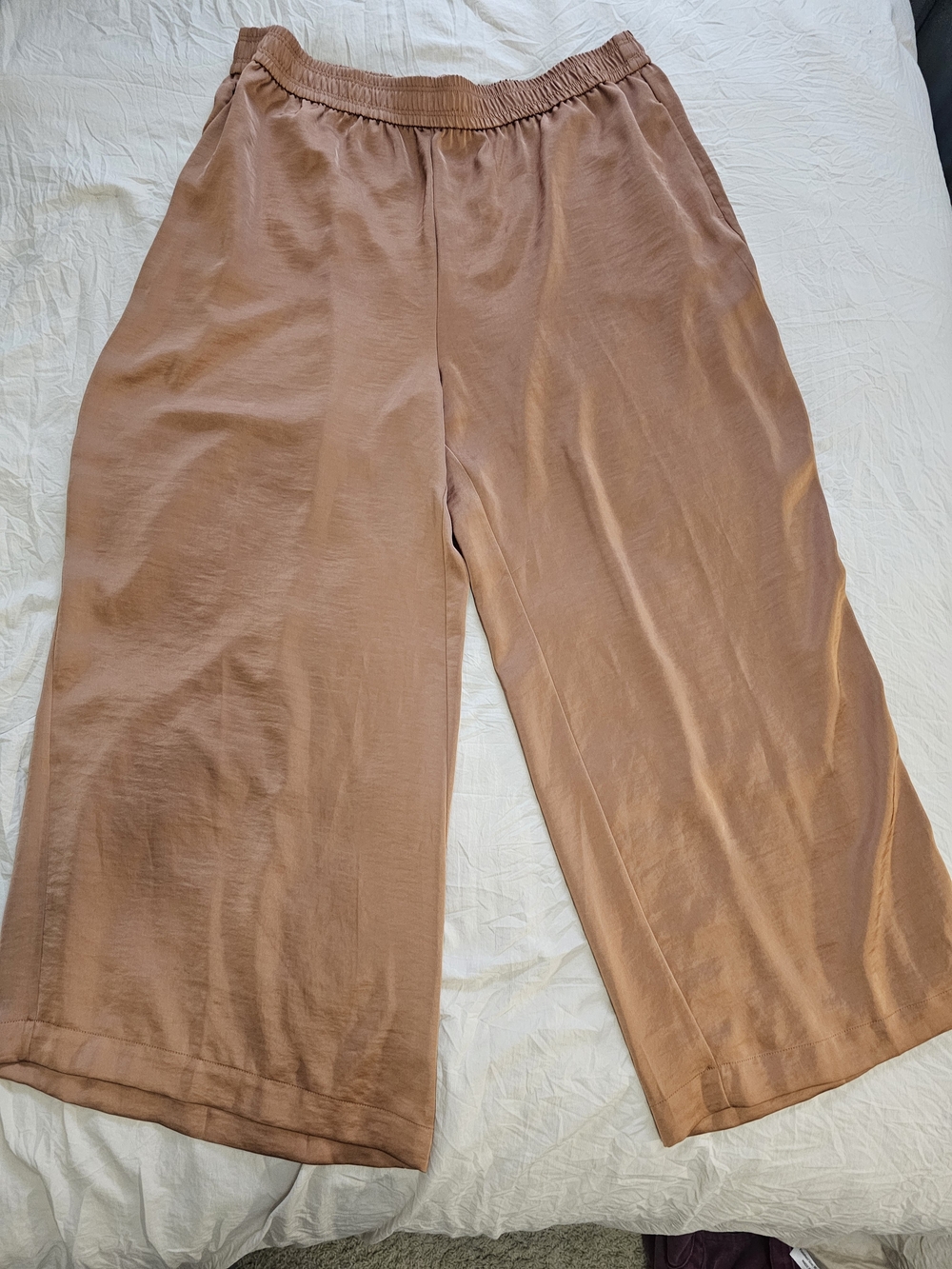 Worthington Satin Wide Leg Pants 1X Rust Pull On Trousers
